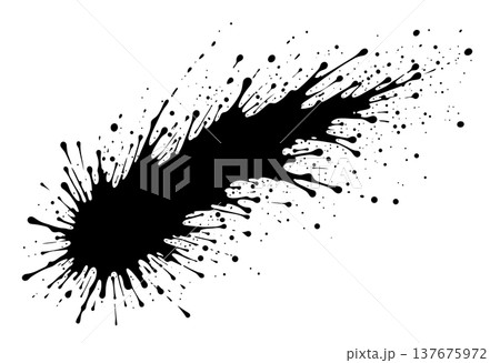 Diagonal ink streak with textured gradient and flying droplets showing fast movement and direction 137675972