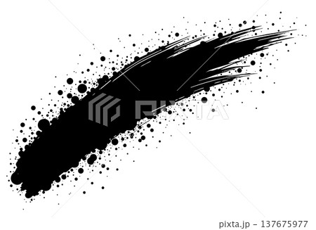 Curved black paint swipe with gradient halftone dot effect and sweeping motion on white background 137675977
