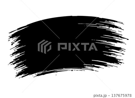 Curved black paint brush stroke isolated on white background providing textured artistic decoration Curved black paint brush stroke isolated on white background providing textured artistic decoration 137675978