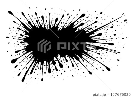 Black ink splash explosion abstract background paint splatter dynamic graphic design element 137676020