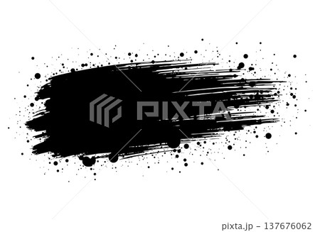 Black brush stroke splash with ink dots isolated on white background graphic Black brush stroke splash with ink dots isolated on white background graphic 137676062
