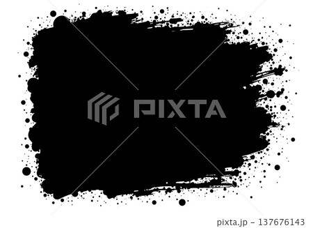Wide black grunge banner with dots and ink splashes around edges Wide black grunge banner with dots and ink splashes around edges 137676143