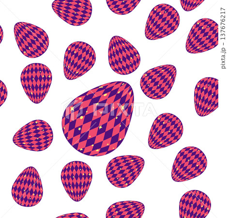 Seamless pattern with Easter eggs, outline design. A vibrant seamless background for Easter designs, featuring cute patterned eggs with polka dots and stripes. Seamless pattern with Easter eggs, outline design. A vibrant seamless background for Easter designs, featuring cute patterned eggs with polka dots and stripes. 137676217