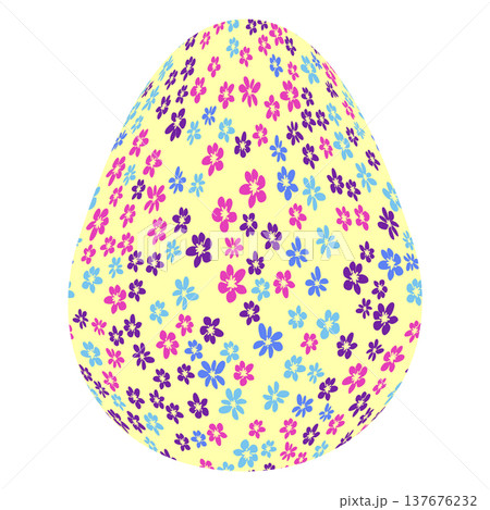 Easter egg with flowers and leaves. Seamless patterned eggs with polka dots, flowers Easter egg with flowers and leaves. Seamless patterned eggs with polka dots, flowers 137676232