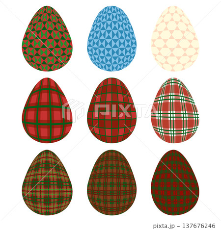 Easter egg in a tartan pattern. Scottish pattern in a colorful check. Traditional Scottish tartan background. 137676246