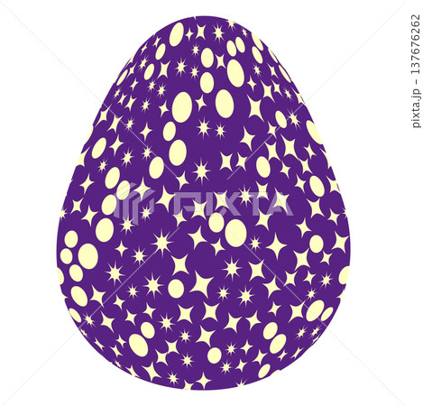 Easter egg with flowers and leaves. Seamless patterned eggs with polka dots, flowers 137676262