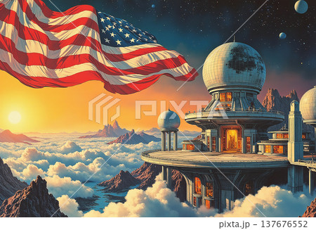 Futuristic american base on alien planet 137676552