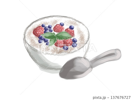 Healthy breakfast bowl with porridge and fresh berries nutritious morning meal concept for balanced diet healthy lifestyle natural food inspiration wellness nutrition and wholesome eating illustration 137676727