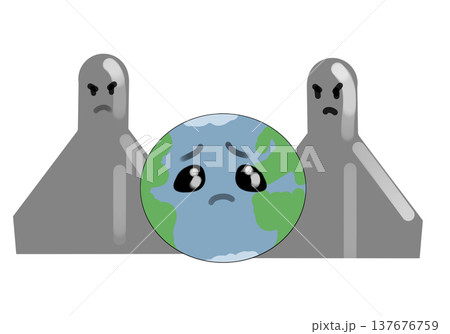 Sad planet Earth surrounded by threatening unmanned aerial vehicles symbolizing geopolitical tension global security risks drone warfare surveillance conflict and fragile peace for the world 137676759