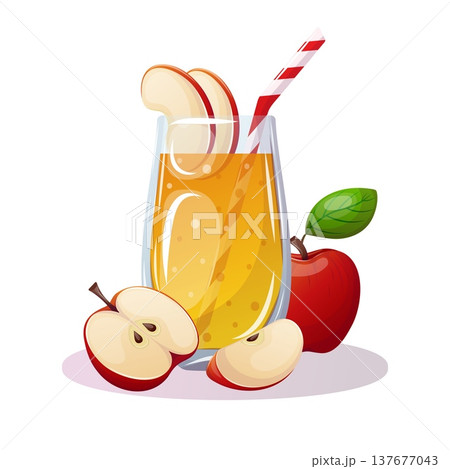 Vector image of apple juice with slices Vector image of apple juice with slices 137677043