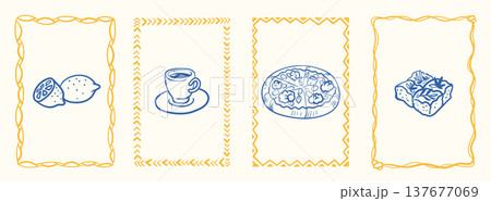 Food Doodle Frames Hand Drawn 137677069