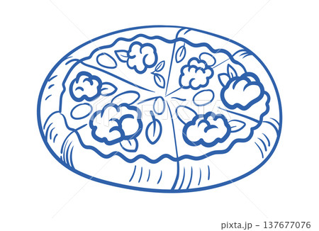Pizza Slice Cut Hand Drawn 137677076