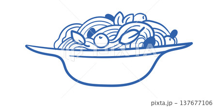 Pasta Bowl Served Line Drawing Pasta Bowl Served Line Drawing 137677106