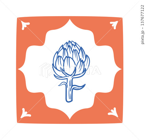 Artichoke Emblem Hand Drawn 137677122