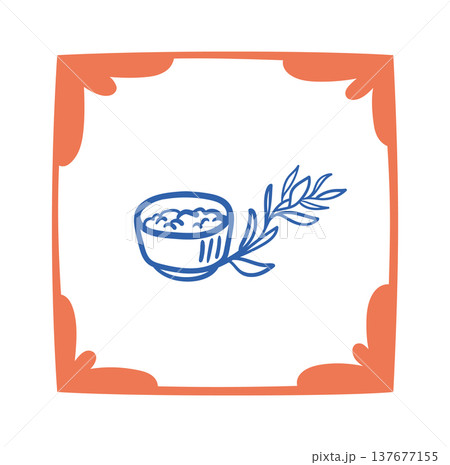 Bowl With Herb Line Icon 137677155