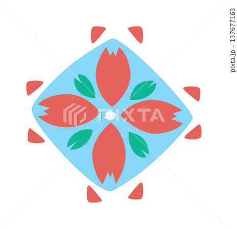 Flower Motif In Geometric Badge Flower Motif In Geometric Badge 137677163