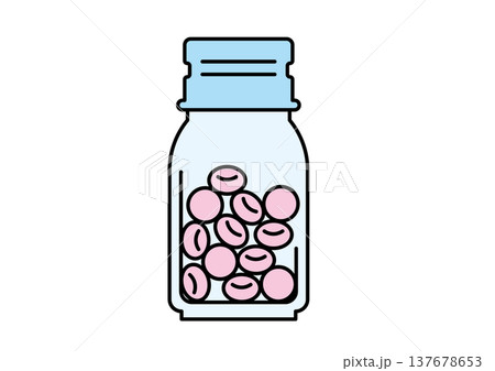 錠剤が入った薬瓶 137678653