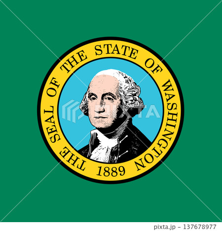 Washington state square flag. Part of The United States of America. Clean design for print, web, or educational use. Vector illustration. 137678977