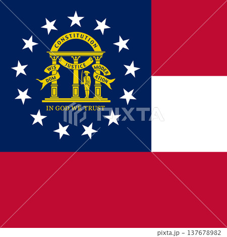 Georgia state square flag. Part of The United States of America. Clean design for print, web, or educational use. Vector illustration. 137678982