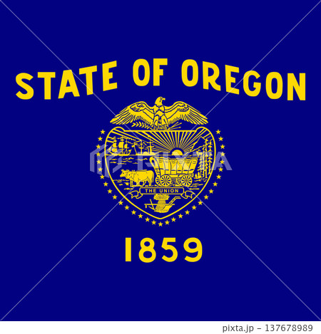 Oregon state square flag. Part of The United States of America. Clean design for print, web, or educational use. Vector illustration. 137678989