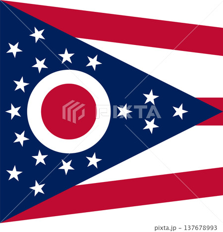 Ohio state square flag. Part of The United States of America. Clean design for print, web, or educational use. Vector illustration. Ohio state square flag. Part of The United States of America. Clean design for print, web, or educational use. Vector illustration. 137678993