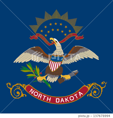 North Dakota state square flag. Part of The United States of America. Clean design for print, web, or educational use. Vector illustration. North Dakota state square flag. Part of The United States of America. Clean design for print, web, or educational use. Vector illustration. 137678994