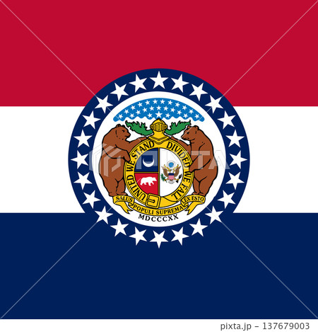 Missouri state square flag. Part of The United States of America. Clean design for print, web, or educational use. Vector illustration. 137679003