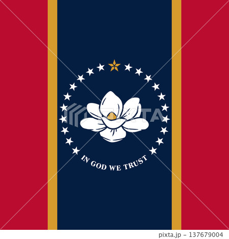 Mississippi state square flag. Part of The United States of America. Clean design for print, web, or educational use. Vector illustration. Mississippi state square flag. Part of The United States of America. Clean design for print, web, or educational use. Vector illustration. 137679004