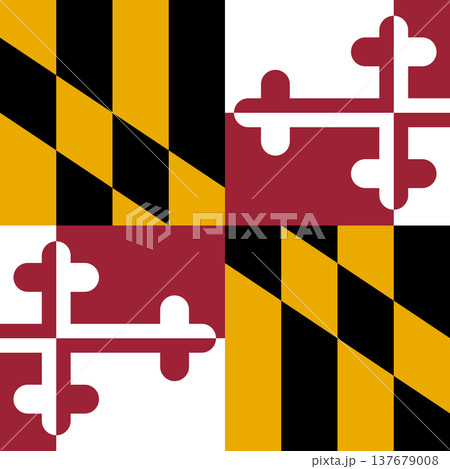 Maryland state square flag. Part of The United States of America. Clean design for print, web, or educational use. Vector illustration. Maryland state square flag. Part of The United States of America. Clean design for print, web, or educational use. Vector illustration. 137679008
