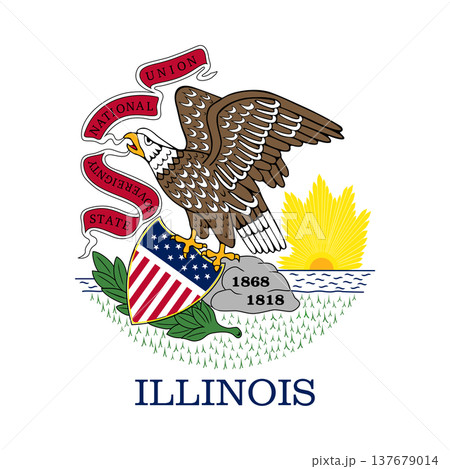 Illinois state square flag. Part of The United States of America. Clean design for print, web, or educational use. Vector illustration. 137679014