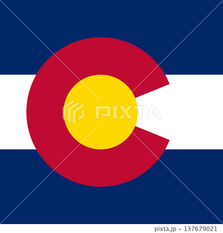 Colorado state square flag. Part of The United States of America. Clean design for print, web, or educational use. Vector illustration. Colorado state square flag. Part of The United States of America. Clean design for print, web, or educational use. Vector illustration. 137679021