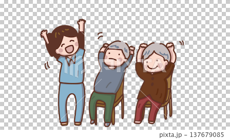 Elderly people doing exercises and staff 137679085