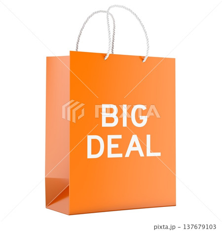 Big Deal, shopping bag, discount sale promotion concept. 3d rendering 137679103