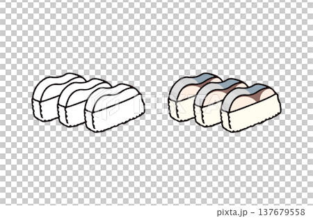 色ありと白黒のなれずしのイラストセット 137679558