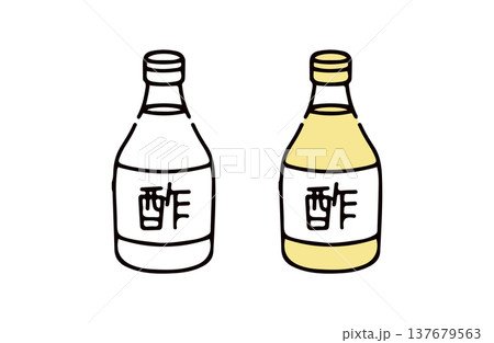 色ありと白黒の酢のイラストセット 137679563