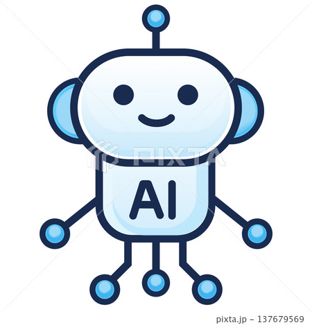 AIロボットキャラクターのシンプルなアイコンイラスト 137679569