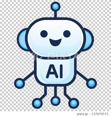 AIロボットキャラクターのシンプルなアイコンイラスト、パターン5 137679573