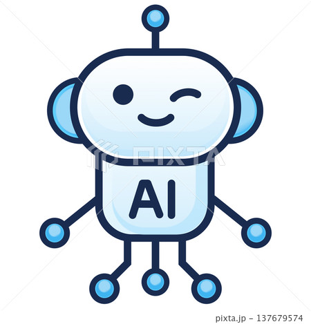 AIロボットキャラクターのシンプルなアイコンイラスト、パターン6 137679574