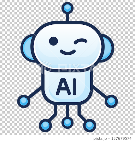 AIロボットキャラクターのシンプルなアイコンイラスト、パターン6 137679574