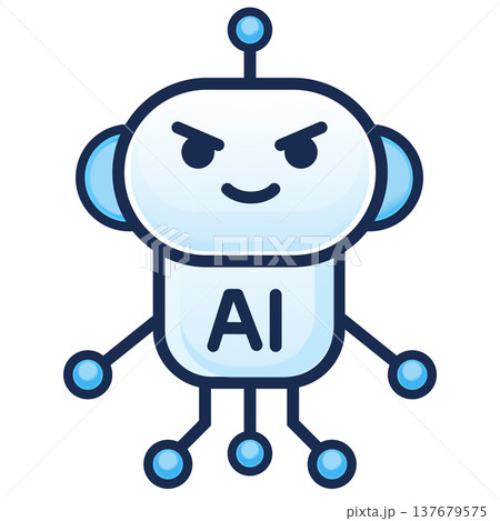 AIロボットキャラクターのシンプルなアイコンイラスト、キメ顔 AIロボットキャラクターのシンプルなアイコンイラスト、キメ顔 137679575