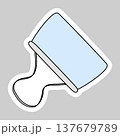Sticker with metal binder clip for holding sheets of paper together, doodle style vector 137679789