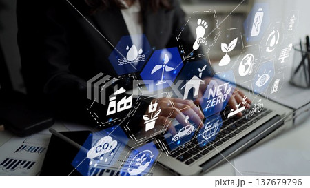 Sustainable Business with Net Zero Environmental Goals Funnel 137679796