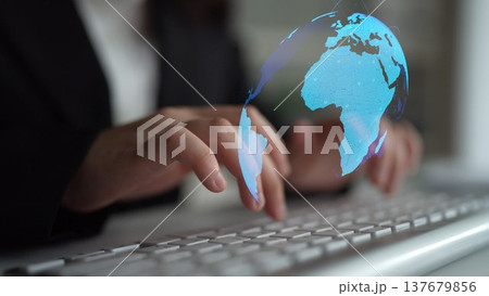 Global network connection visualization showing data exchange Thunk 137679856