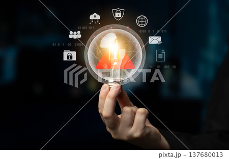 Cybersecurity threat alert warning symbol Parse Cybersecurity threat alert warning symbol Parse 137680013