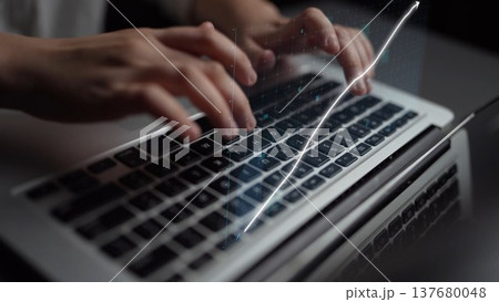 Hands Typing on Laptop with Digital Data Visualization and Charts Enhancing Productivity in Modern Workspace Environment for Business and Technology Copula Hands Typing on Laptop with Digital Data Visualization and Charts Enhancing Productivity in Modern Workspace Environment for Business and Technology Copula 137680048