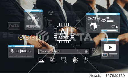 Digital Representation of AI Agents with Data Analysis and Chat Interface in a Business Meeting Setting Featuring Innovative Technology and Collaboration Gluon Digital Representation of AI Agents with Data Analysis and Chat Interface in a Business Meeting Setting Featuring Innovative Technology and Collaboration Gluon 137680189