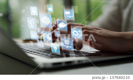 AI Brain Processing Data with Generative Artificial Intelligence Concept Funnel AI Brain Processing Data with Generative Artificial Intelligence Concept Funnel 137680210