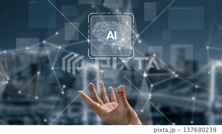 AI Brain Processing Data with Generative Artificial Intelligence Concept Muxer 137680239