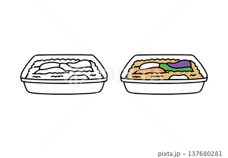 色ありと白黒のぬか漬けのイラストセット 137680281