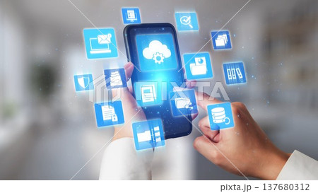 Managing online documents cloud storage and digital file security icons Gist 137680312